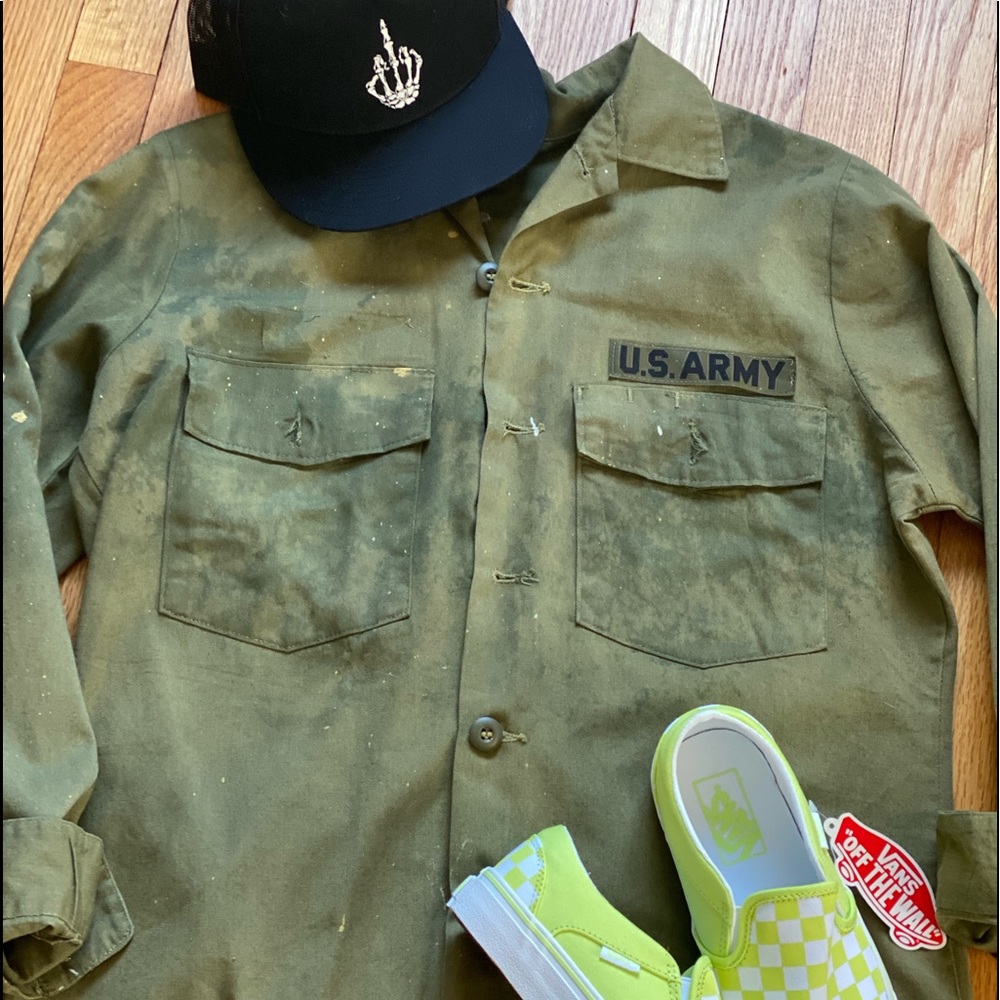 Vintage military army utility jacket acid 🧼